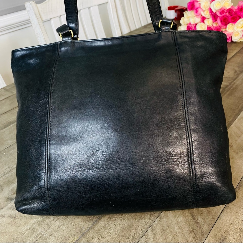 Coach 4065 Vintage 80s Black Glove Tanned Leather Lightweight Tote Laptop Bag - Picture 11 of 15